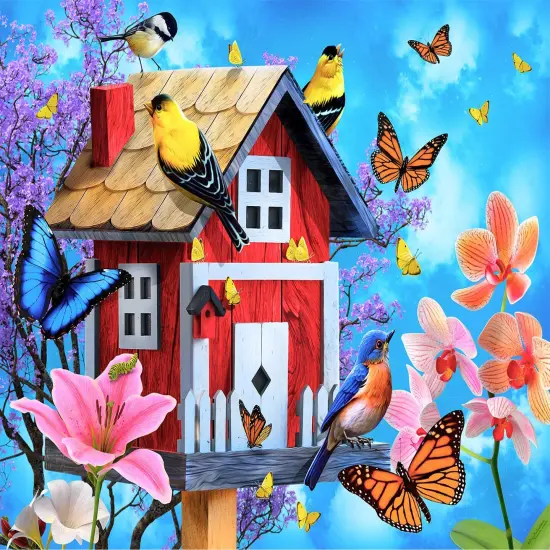 Sunsout Red Birdhouse 1000 pc Jigsaw Puzzle 49044 {1}
