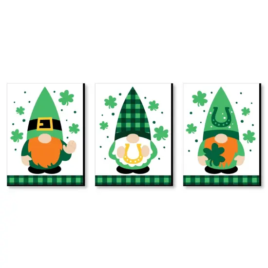 Big Dot of Happiness Irish Gnomes - St. Patrick's Day Wall Art and Holiday Room Decor - 7.5 x 10 inches - Set of 3 Prints {1}