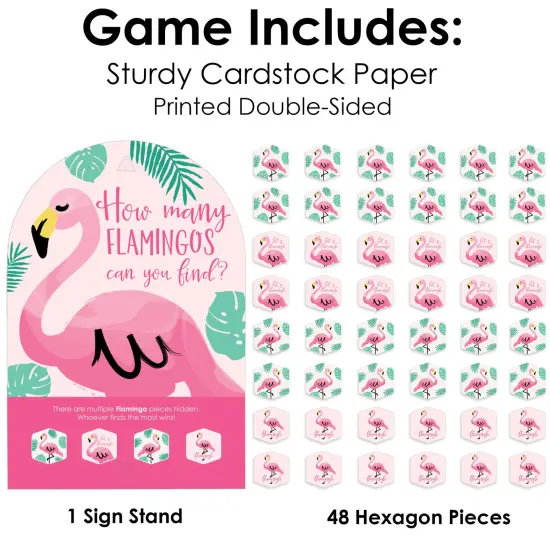 Big Dot of Happiness Pink Flamingo - Tropical Summer Party Scavenger Hunt - 1 Stand and 48 Game Pieces - Hide and Find Game {6}