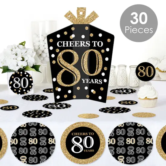 Big Dot of Happiness Adult 80th Birthday - Gold - Birthday Party Decor and Confetti - Terrific Table Centerpiece Kit - Set of 30 {3}