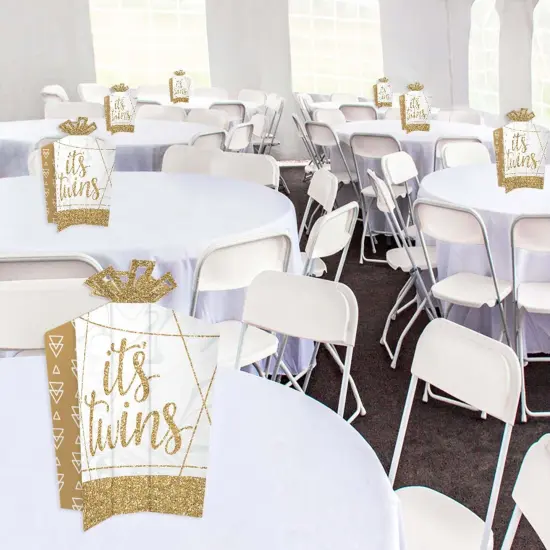Big Dot of Happiness It's Twins - Table Decorations - Gold Twins Baby Shower Fold and Flare Centerpieces - 10 Count {6}
