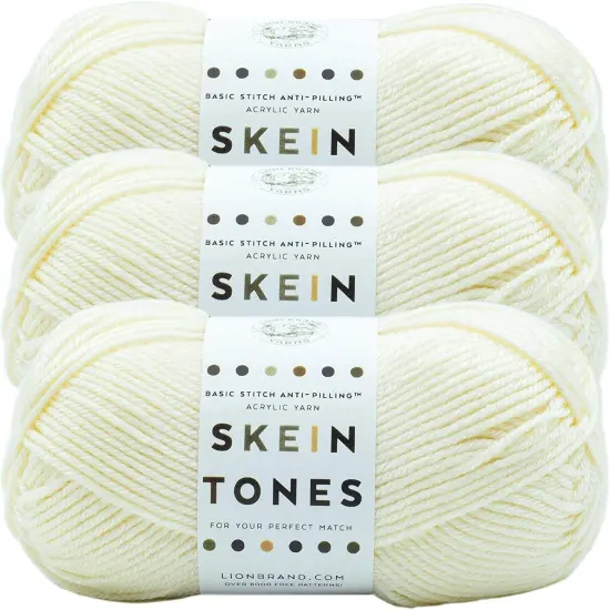 (Pack of 3) Lion Brand Basic Stitch Anti-Pilling Yarn-Skein Tones Ivory {1}