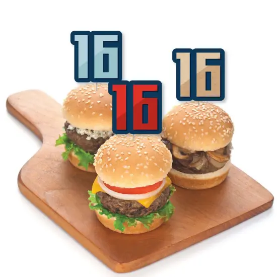 Big Dot of Happiness Boy 16th Birthday - Dessert Cupcake Toppers - Sweet Sixteen Birthday Party Clear Treat Picks - Set of 24 {4}