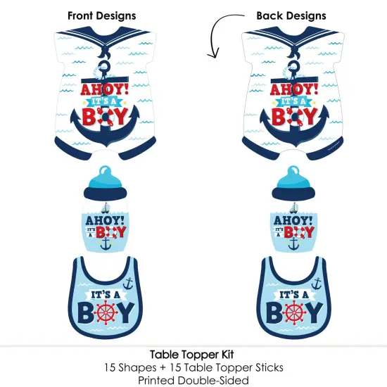 Big Dot of Happiness Ahoy It's a Boy - Nautical Baby Shower Centerpiece Sticks - Table Toppers - Set of 15 {6}
