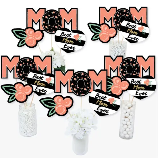 Big Dot of Happiness Best Mom Ever - Mother's Day Centerpiece Sticks - Table Toppers - Set of 15 {3}