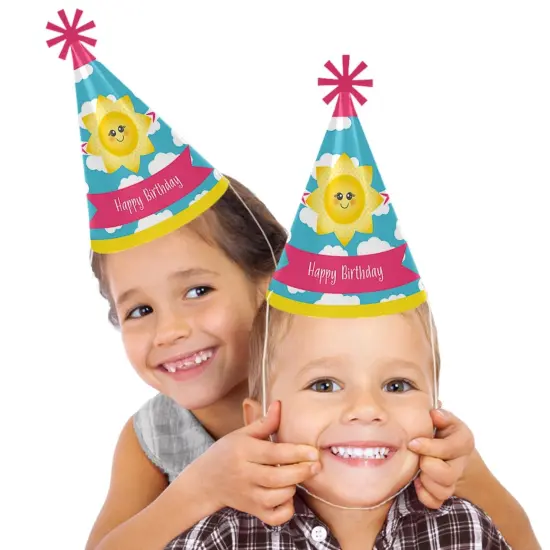 Big Dot of Happiness You are My Sunshine - Cone Happy Birthday Party Hats for Kids and Adults - Set of 8 (Standard Size) {3}