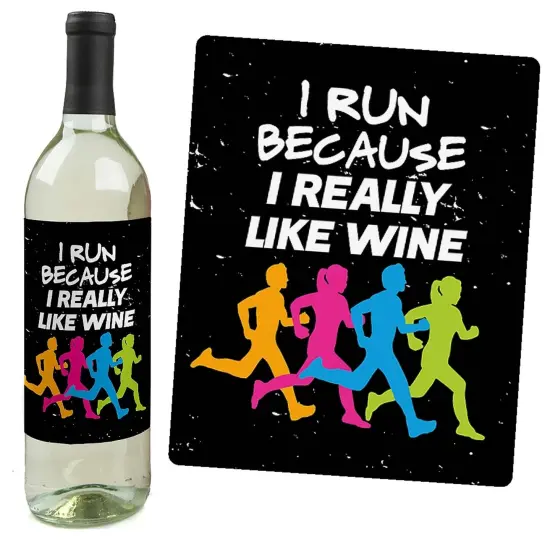 Big Dot of Happiness Set the Pace - Running - Track, Cross Country or Marathon Party Decor for Women and Men - Wine Bottle Label Stickers - Set of 4 {4}
