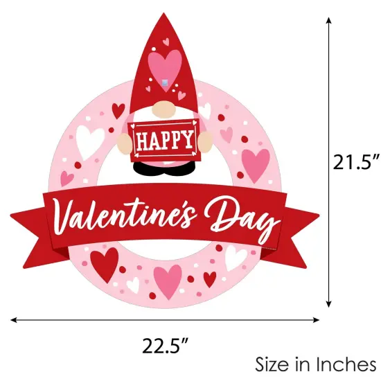 Big Dot of Happiness Valentine Gnomes - Outdoor Valentine's Day Party Decor - Front Door Wreath {6}