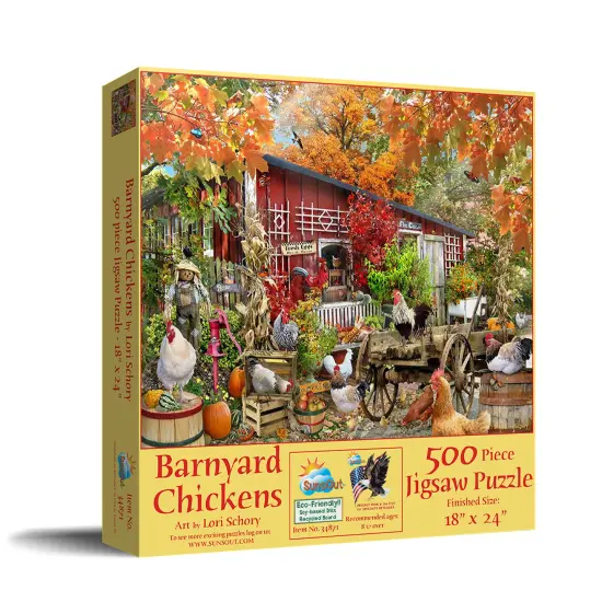 Sunsout Barnyard Chickens 500 pc Jigsaw Puzzle 34871 {3}
