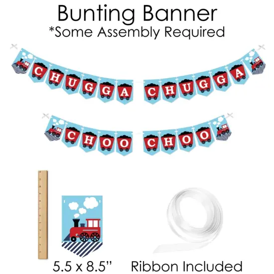 Big Dot of Happiness Railroad Party Crossing - Banner and Photo Booth Decor- Steam Train Party Supplies Kit - Doterrific Bundle {6}