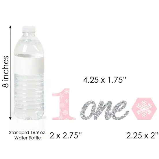 Big Dot of Happiness Pink Onederland - Shaped Holiday Snowflake Winter Wonderland Birthday Party Cut-Outs - 24 Count {6}