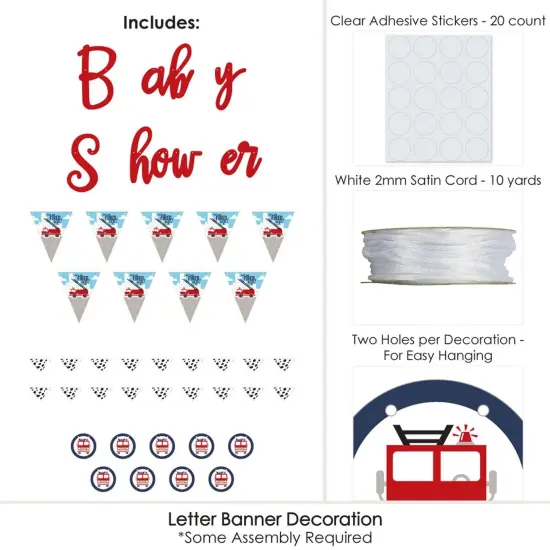 Big Dot of Happiness Fired Up Fire Truck - Firefighter Firetruck Baby Shower Letter Banner Decoration - 36 Banner Cutouts & Baby Shower Banner Letters {6}