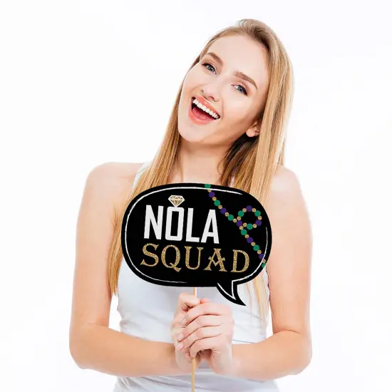 Big Dot of Happiness Nola Bride Squad - New Orleans Bachelorette Party Photo Booth Props Kit - 20 Count {4}