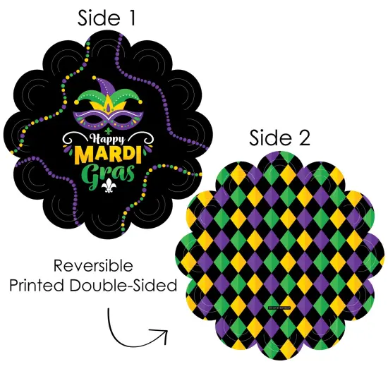 Big Dot of Happiness Colorful Mardi Gras Mask - Masquerade Party Round Table Decorations - Paper Chargers - Place Setting For 12 {4}