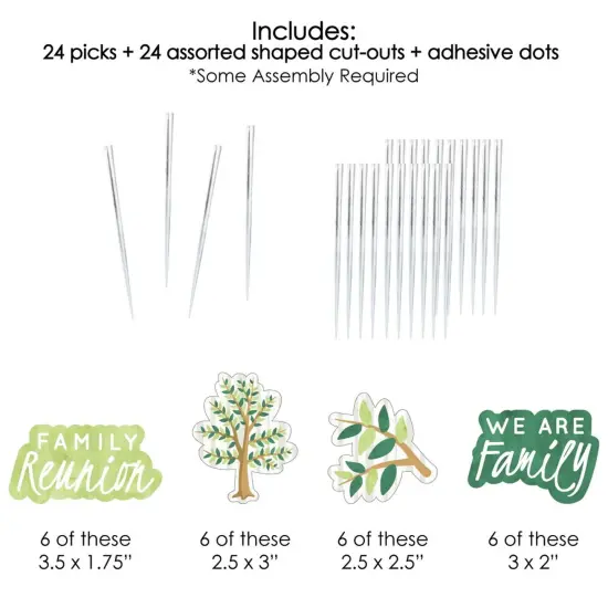 Big Dot of Happiness Family Tree Reunion - Dessert Cupcake Toppers - Family Gathering Party Clear Treat Picks - Set of 24 {7}