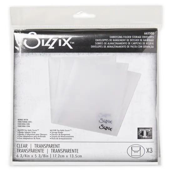Sizzix Plastic Storage Envelopes 3/Pkg By Tim Holtz-For Embossing Folders {1}