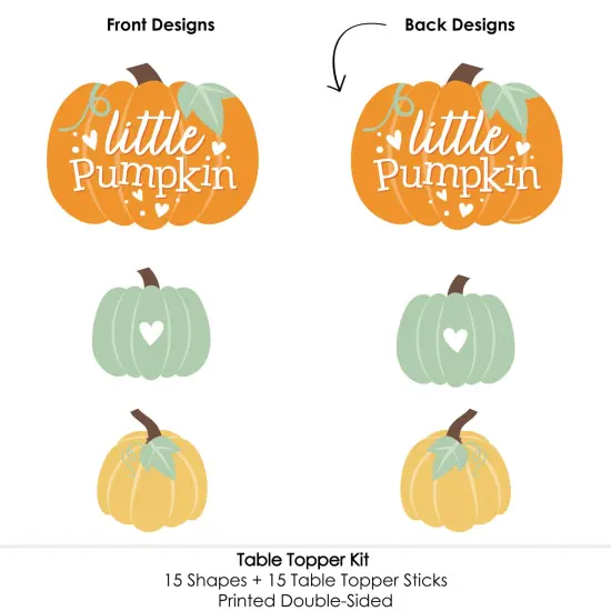 Big Dot of Happiness Little Pumpkin - Fall Birthday Party or Baby Shower Centerpiece Sticks - Table Toppers - Set of 15 {6}