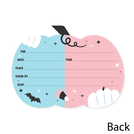 Big Dot of Happiness Boo-y or Ghoul - Shaped Fill-In Invitations - Halloween Gender Reveal Party Invitation Cards with Envelopes - Set of 12 {6}