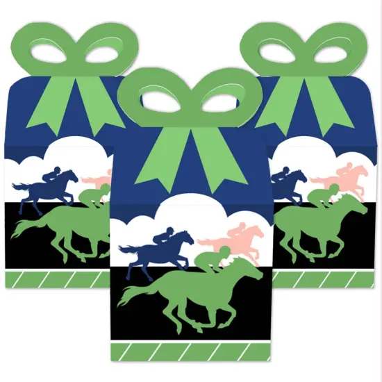 Big Dot of Happiness Kentucky Horse Derby - Square Favor Gift Boxes - Horse Race Party Bow Boxes - Set of 12 {3}