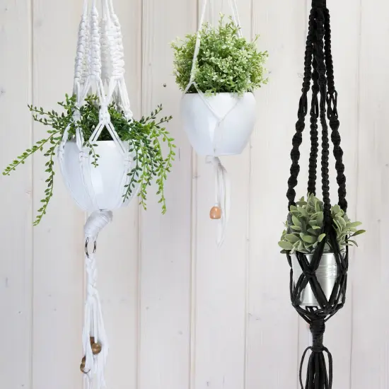 Multipack of 2 - Hoooked Macrame Hanging Basket Kit W/Zpagetti Yarn-Black {4}
