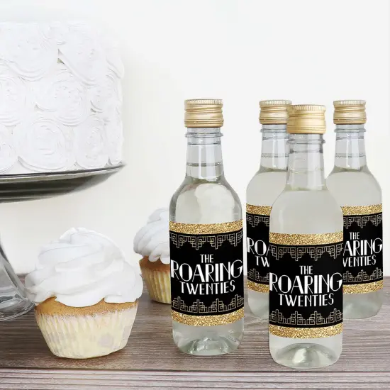 Big Dot of Happiness Roaring 20's - Mini Wine and Champagne Bottle Label Stickers - 1920s Art Deco Jazz Party Favor Gift for Women and Men - Set of 16 {4}