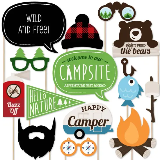 Big Dot of Happiness Happy Camper - Camping Photo Booth Props Kit - 20 Count {1}