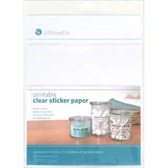 Silhouette Printable Sticker Paper 8.5"X11" 8/Pkg-Clear {1}