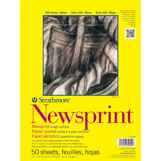 Strathmore Rough Newsprint Paper Pad 9"X12"-50 Sheets {1}