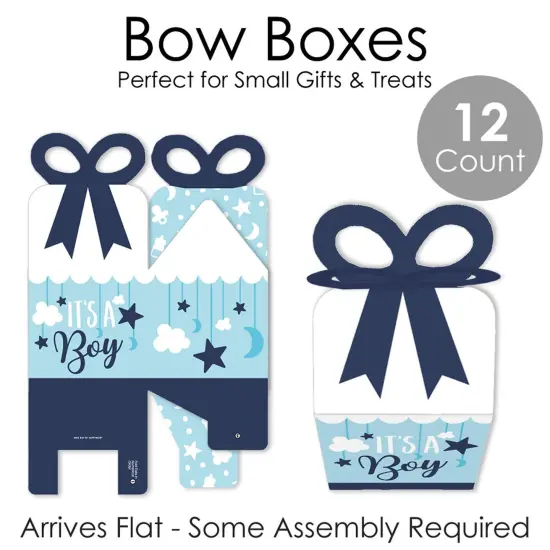 Big Dot of Happiness It's a Boy - Square Favor Gift Boxes - Blue Baby Shower Bow Boxes - Set of 12 {7}