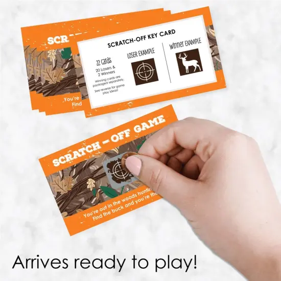 Big Dot of Happiness Gone Hunting - Deer Hunting Camo Baby Shower or Birthday Party Game Scratch Off Cards - 22 Count {3}