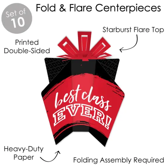 Big Dot of Happiness Reunited Red - Table Decorations - School Class Reunion Party Fold and Flare Centerpieces - 10 Count {6}