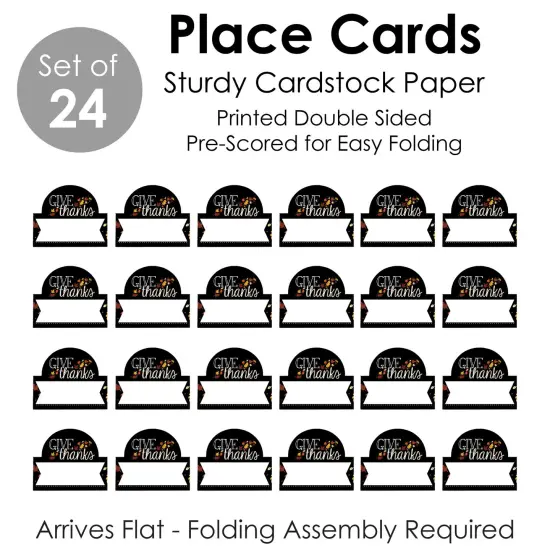 Big Dot of Happiness Give Thanks - Thanksgiving Party Tent Buffet Card - Table Setting Name Place Cards - Set of 24 {7}