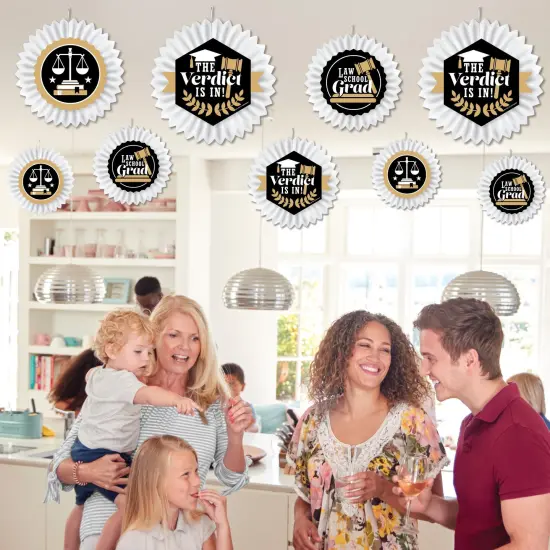 Big Dot of Happiness Law School Grad - Hanging Future Lawyer Graduation Party Tissue Decoration Kit - Paper Fans - Set of 9 {4}