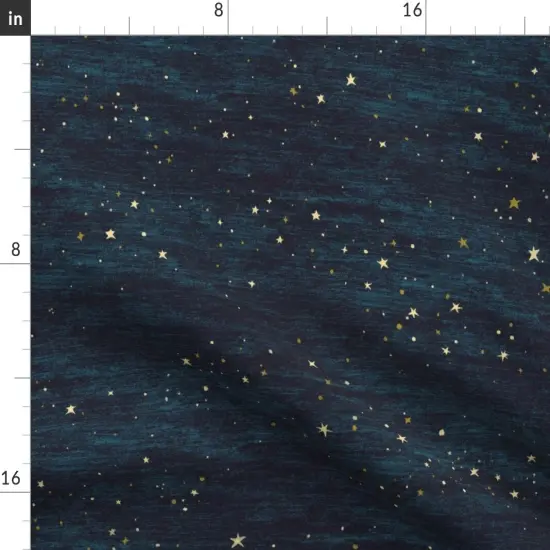 Various Fabrics by the Yard or Fat Quarter Nighttime Stars Stars Turquoise Sky Nursery Hand-Drawn Dark Blue Cosmos Night Midnight Astrological Christmas Star Dots Custom Printed Fabric by Spoonflower {2}