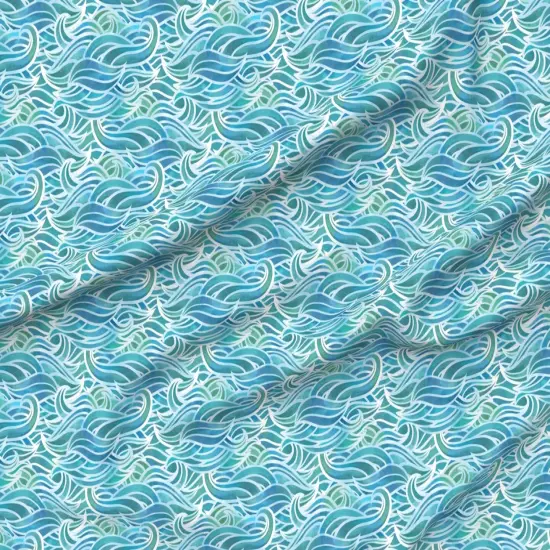 Various Fabrics by the Yard or Fat Quarter Abstract Watercolor Waves Whimsical Wave Ocean Sea Blue Summer Beach Mermaid Custom Printed Fabric by Spoonflower {6}