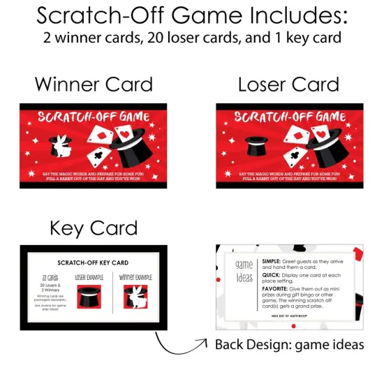 Big Dot of Happiness Ta-Da, Magic Show - Magical Birthday Party Game Scratch Off Cards - 22 Count {6}