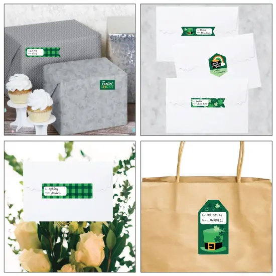 Big Dot of Happiness Shamrock St. Patrick's Day - Assorted Saint Paddy&rsquo;s Party Gift Tag Labels - To and From Stickers - 12 Sheets - 120 Stickers {7}