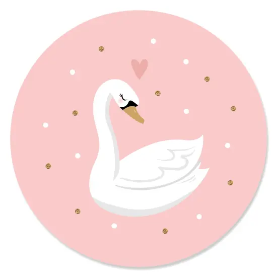 Big Dot of Happiness Swan Soiree - White Swan Baby Shower or Birthday Party Circle Sticker Labels - 24 Count {1}