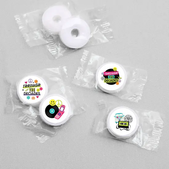 Big Dot of Happiness Through the Decades - 50s, 60s, 70s, 80s, and 90s Party Round Candy Sticker Favors - Labels Fits Chocolate Candy (1 sheet of 108) {4}