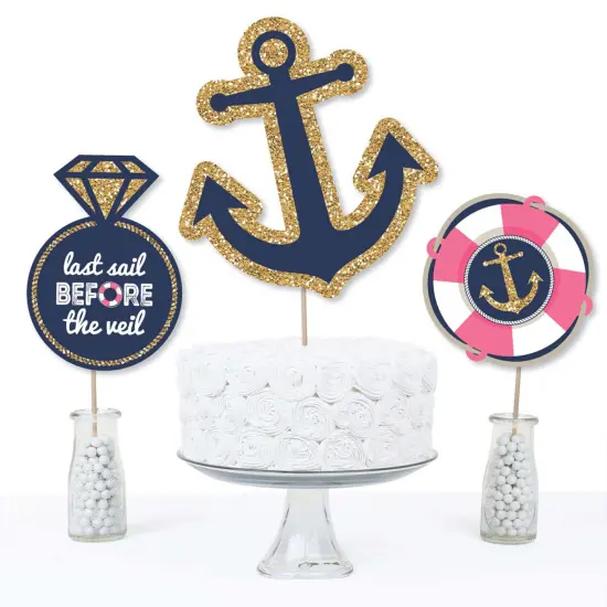 Big Dot of Happiness Last Sail Before the Veil - Nautical Bachelorette and Bridal Shower Centerpiece Sticks - Table Toppers - Set of 15 {4}