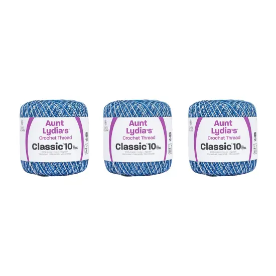 Aunt Lydia Classic Shaded Blues Crochet - 3 Pack of 300y/274m - Cotton - Gauge 10 - Crochet {1}