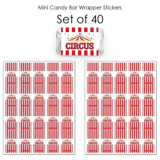 Big Dot of Happiness Carnival - Step Right Up Circus - Mini Candy Bar Wrapper Stickers - Carnival Themed Party Small Favors - 40 Count {4}