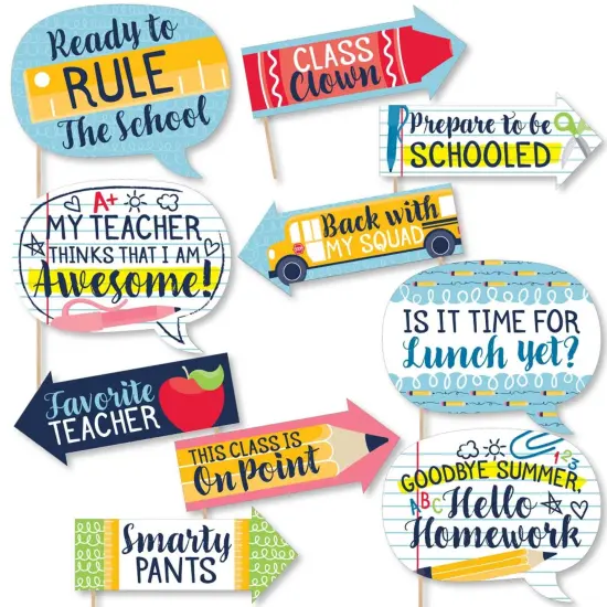Big Dot of Happiness Funny Back to School - First Day of School Classroom Decorations and Photo Booth Props Kit - 10 Piece {1}