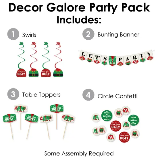 Big Dot of Happiness Ugly Sweater - Holiday and Christmas Party Supplies Decoration Kit - Decor Galore Party Pack - 51 Pieces {3}