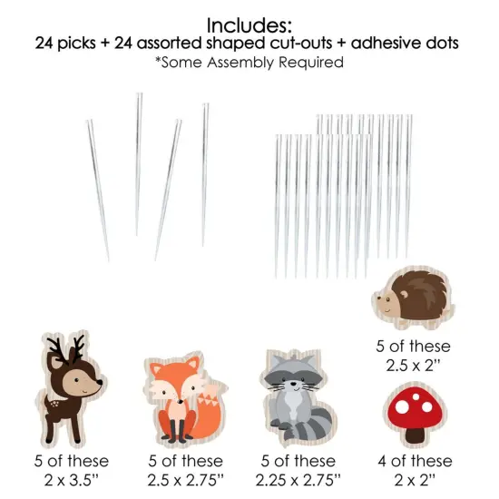 Big Dot of Happiness Woodland Creatures - Dessert Cupcake Toppers - Baby Shower or Birthday Party Clear Treat Picks - Set of 24 {7}