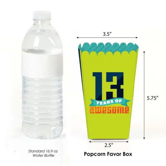 Big Dot of Happiness Boy 13th Birthday - Official Teenager Birthday Party Favor Popcorn Treat Boxes - Set of 12 {3}