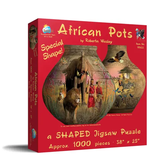 Sunsout African Pots 1000 pc Special Shape Jigsaw Puzzle 95622 {3}