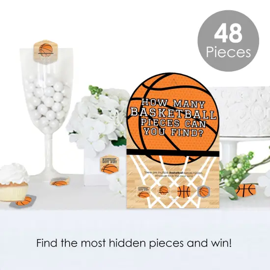 Big Dot of Happiness Nothin&rsquo; But Net - Basketball - Baby Shower or Birthday Party Scavenger Hunt - 1 Stand and 48 Game Pieces - Hide and Find Game {3}