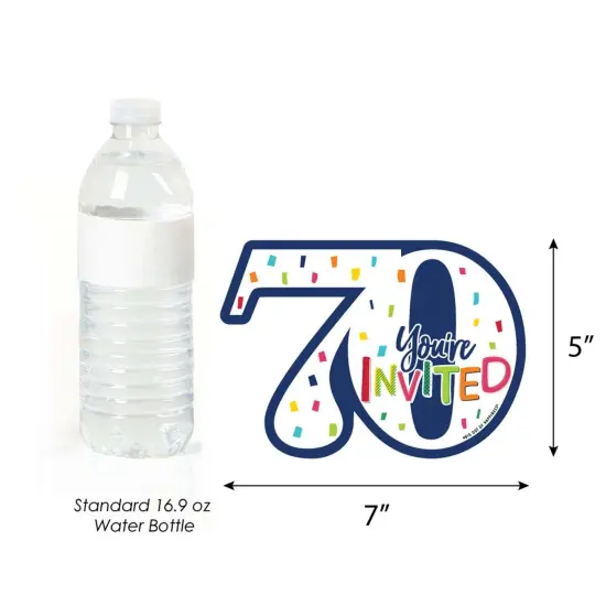 Big Dot of Happiness 70th Birthday - Cheerful Happy Birthday - Shaped Fill-In Invites - Seventieth Birthday Invites Cards with Envelopes - Set of 12 {6}