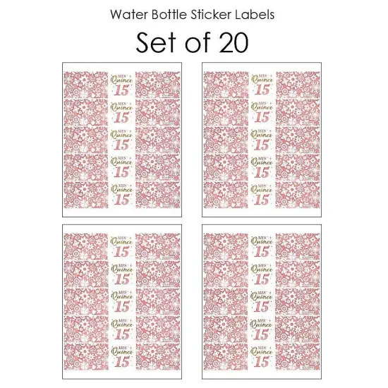 Big Dot of Happiness Mis Quince Anos - Quinceanera Sweet 15 Birthday Party Water Bottle Sticker Labels - Set of 20 {4}